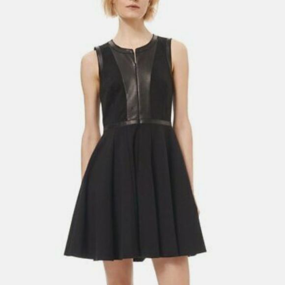 Rebecca Taylor Dresses & Skirts - Rebecca Taylor Black Ponte Leather Fit & Flare Dress